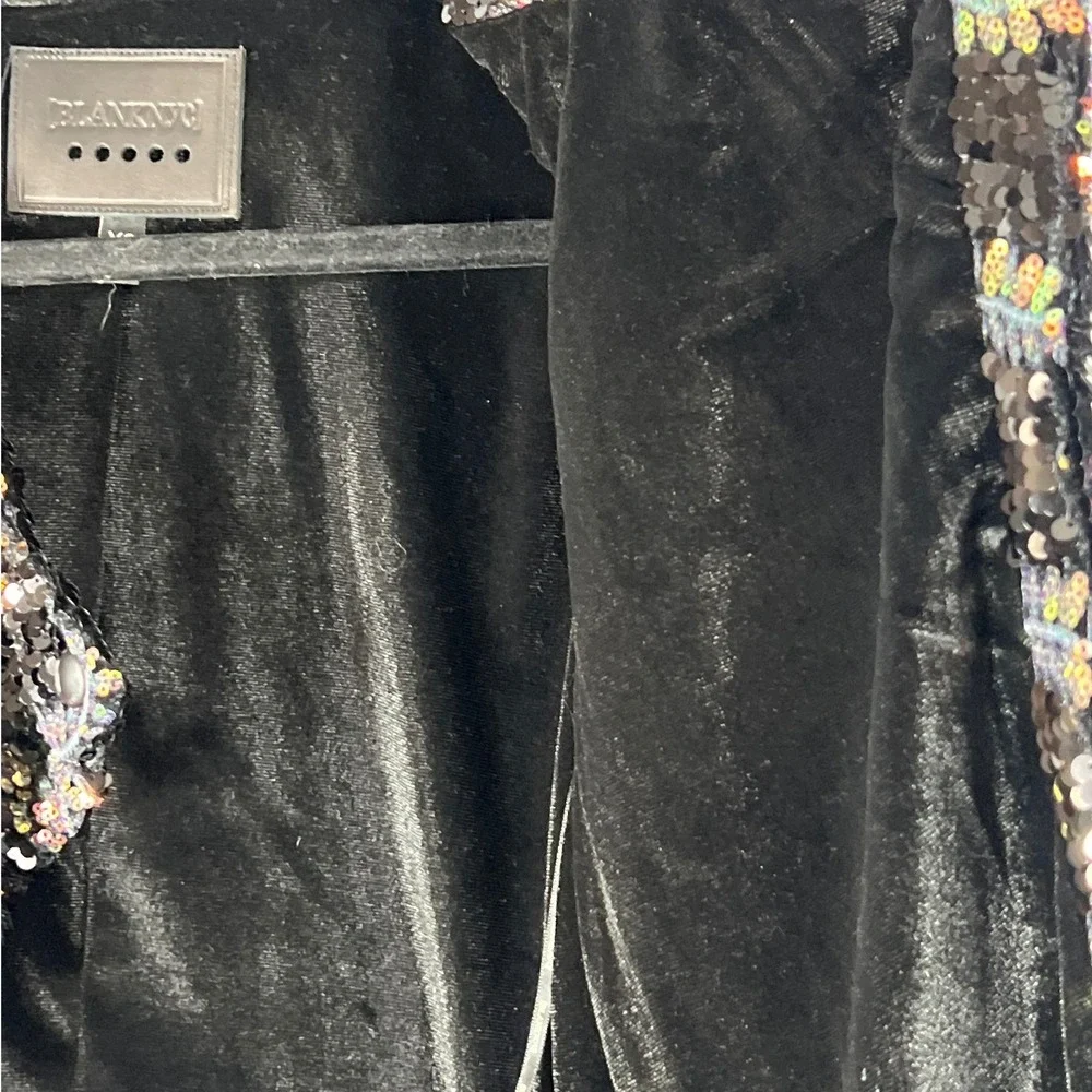 NWT Free People BlankNYC Beauty Spot Black Pink‎ Sequins Blazer Chic Bold XS